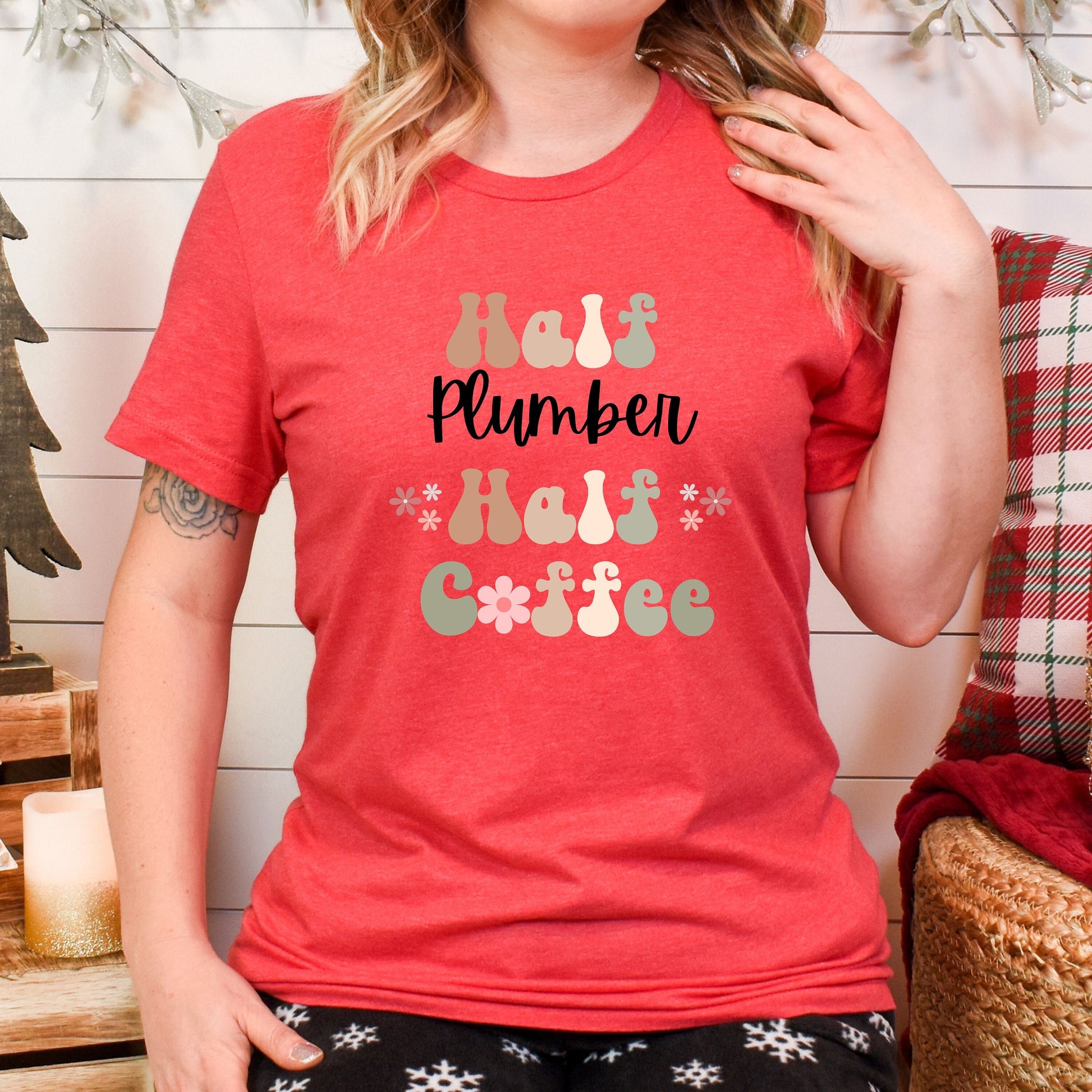 Funny Plumber Shirt, Gift for Plumber, Coffee Lover, Retro Boho TShirt, Trade Tshirt, Tradeswoman T-Shirt, Gift for Plumber