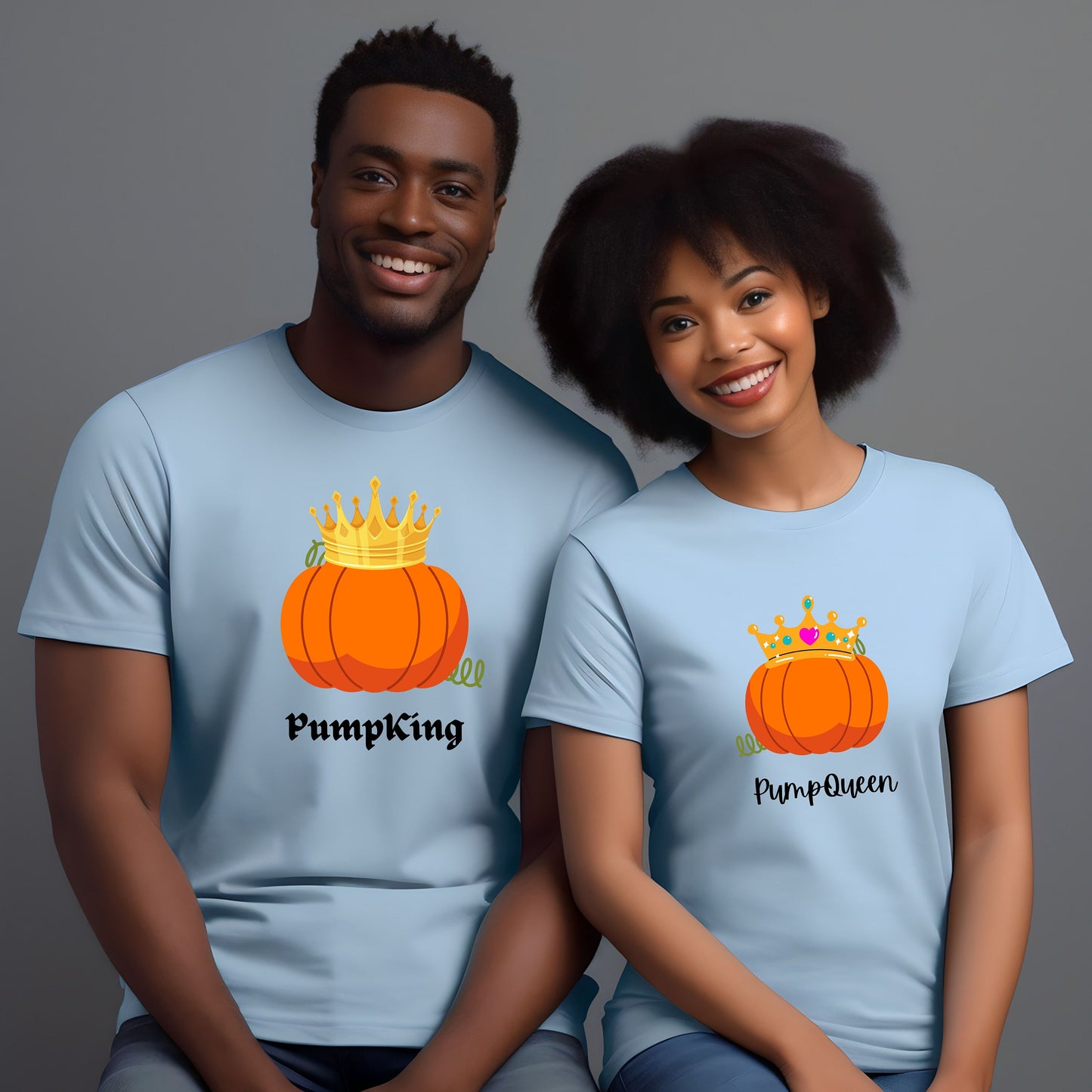 PumpQueen Shirt, Pumpkin Couples Tshirt, Fall Couples T-shirt, His and Her Fall T Shirt, Gift for Couple Tee, Matching Shirt for Couples