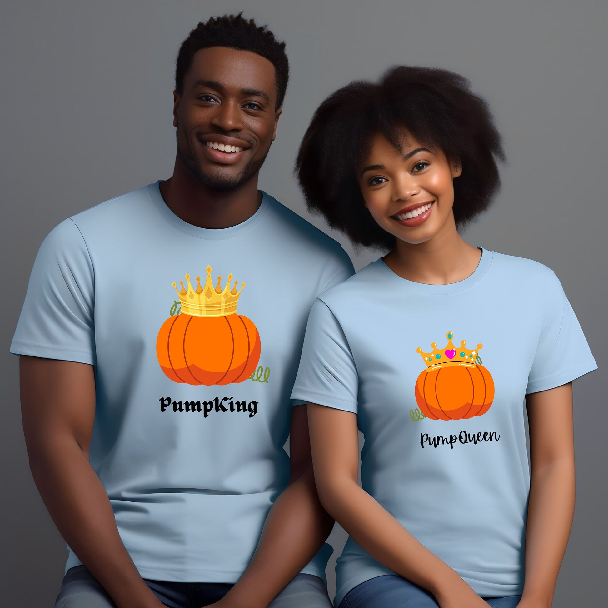 PumpQueen Shirt, Pumpkin Couples Tshirt, Fall Couples T-shirt, His and Her Fall T Shirt, Gift for Couple Tee, Matching Shirt for Couples