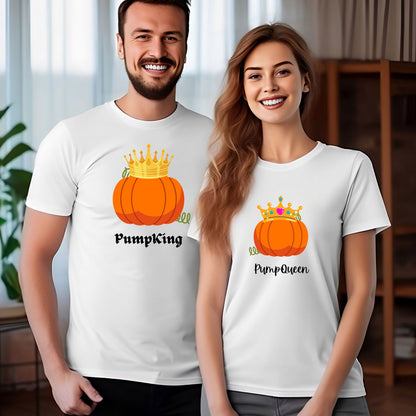 PumpQueen Shirt, Pumpkin Couples Tshirt, Fall Couples T-shirt, His and Her Fall T Shirt, Gift for Couple Tee, Matching Shirt for Couples