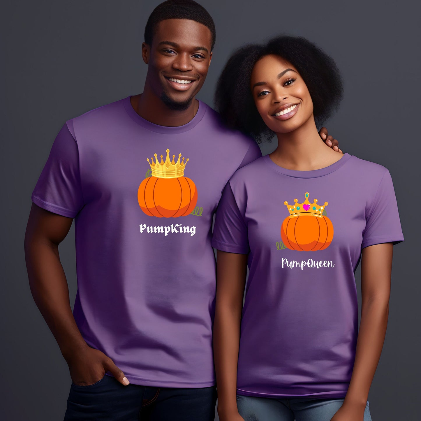 PumpQueen Shirt, Pumpkin Couples Tshirt, Fall Couples T-shirt, His and Her Fall T Shirt, Gift for Couple Tee, Matching Shirt for Couples
