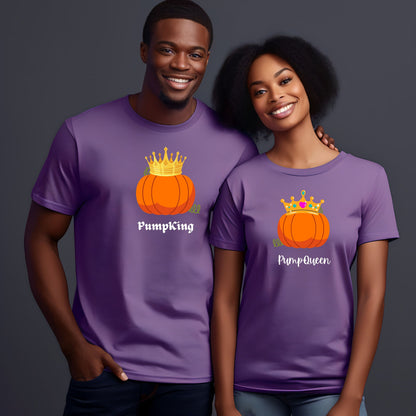 PumpQueen Shirt, Pumpkin Couples Tshirt, Fall Couples T-shirt, His and Her Fall T Shirt, Gift for Couple Tee, Matching Shirt for Couples