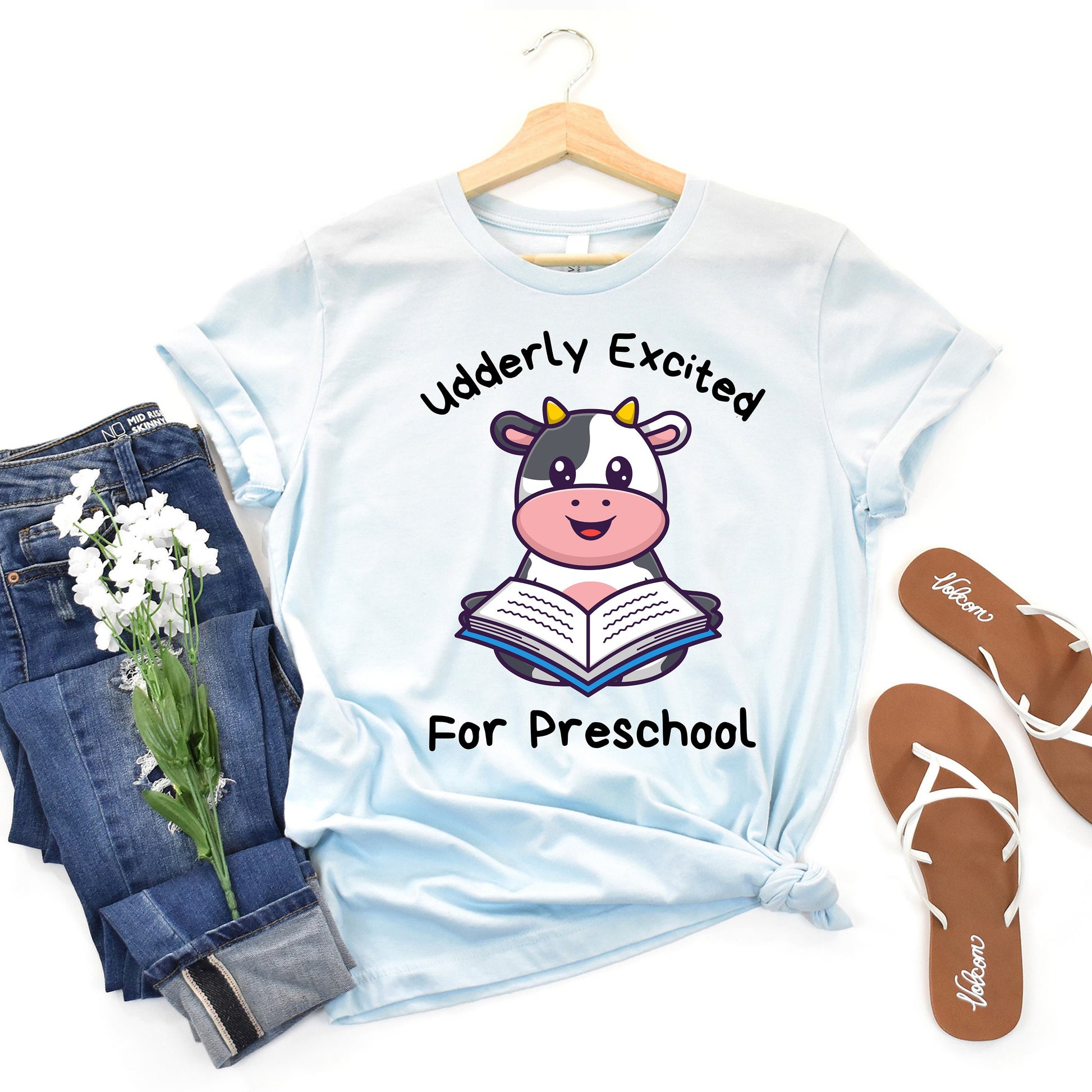 Back to School Shirt for Kid, First day of School Tshirt, Cute Cow T-Shirt, Children's Barnyard School Tee, Funny Animal Shirt for Preschool