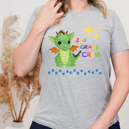 First day of School Shirt, Dragon Crew T-Shirt, 2nd Grade Tshirt, Back to School Tee, Second Grade Teacher Outfit, Gift for Elementar