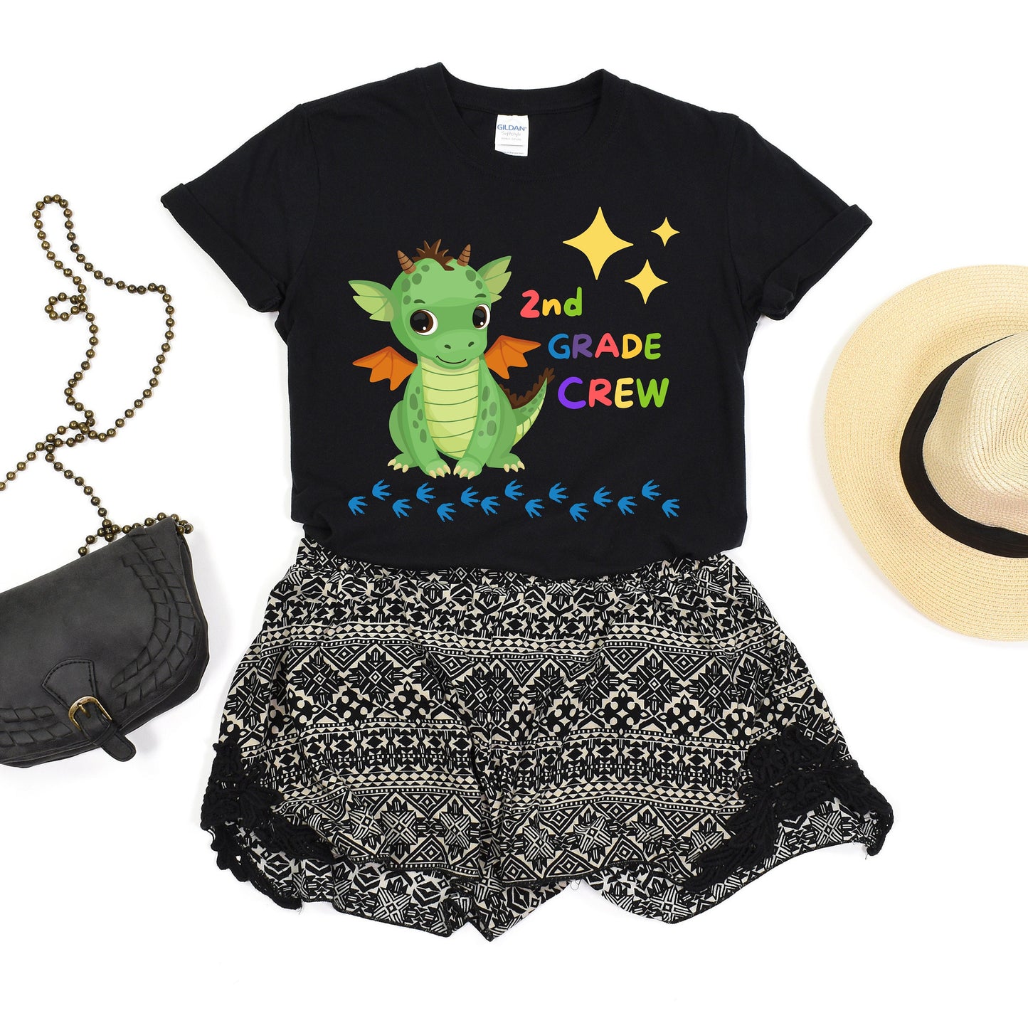 First day of School Shirt, Dragon Crew T-Shirt, 2nd Grade Tshirt, Back to School Tee, Second Grade Teacher Outfit, Gift for Elementar