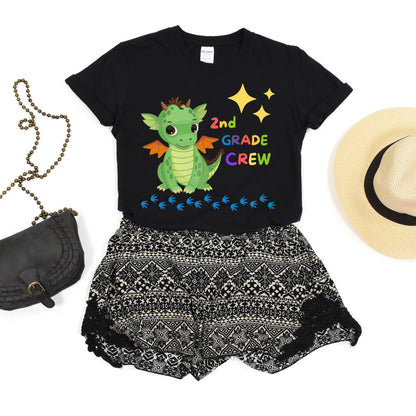 First day of School Shirt, Dragon Crew T-Shirt, 2nd Grade Tshirt, Back to School Tee, Second Grade Teacher Outfit, Gift for Elementar