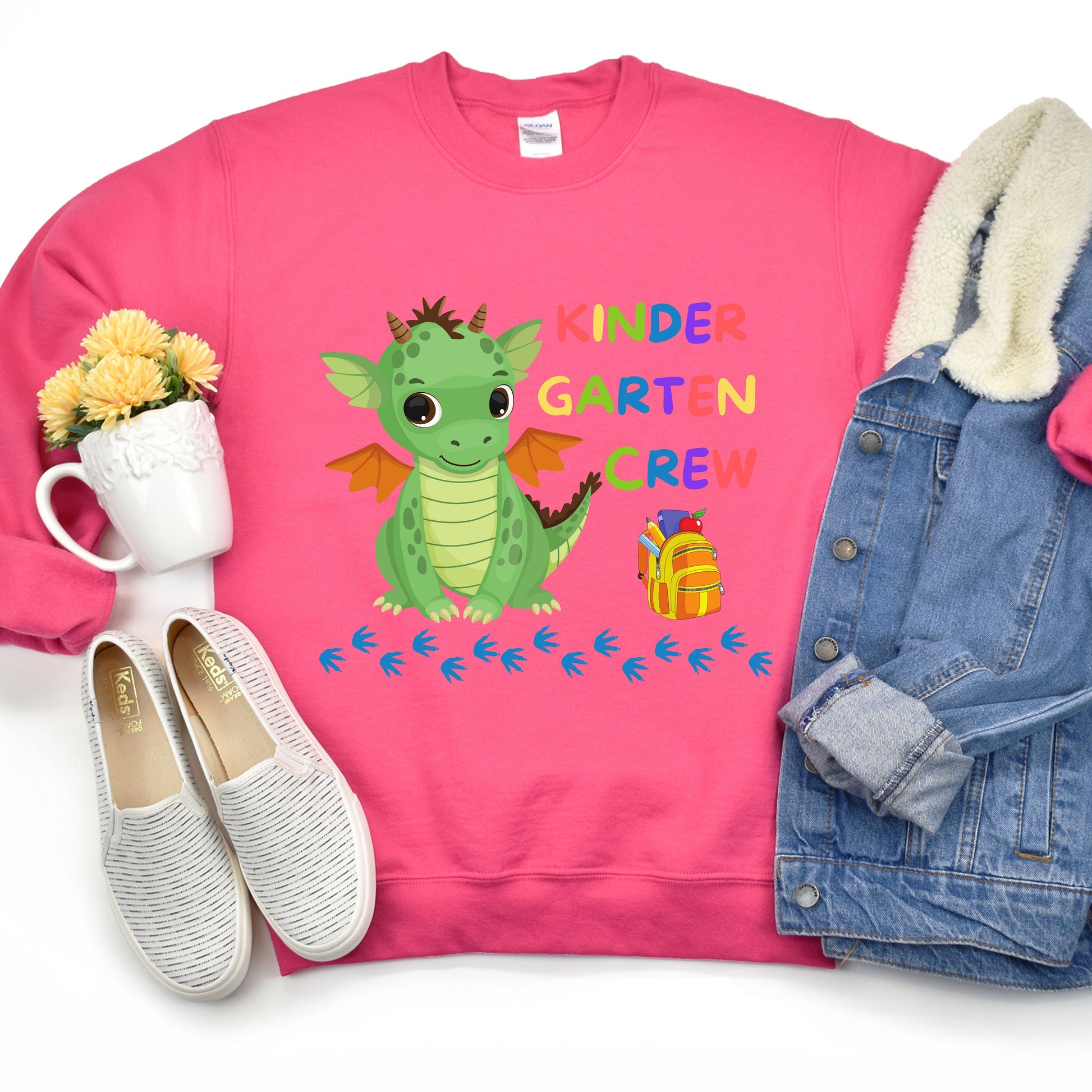First day of School Shirt, Dinosaur Crew T-Shirt, Kindergarten Tshirt, Back to School Tee, Kindergarten Teacher Outfit, Kinder garten Crew
