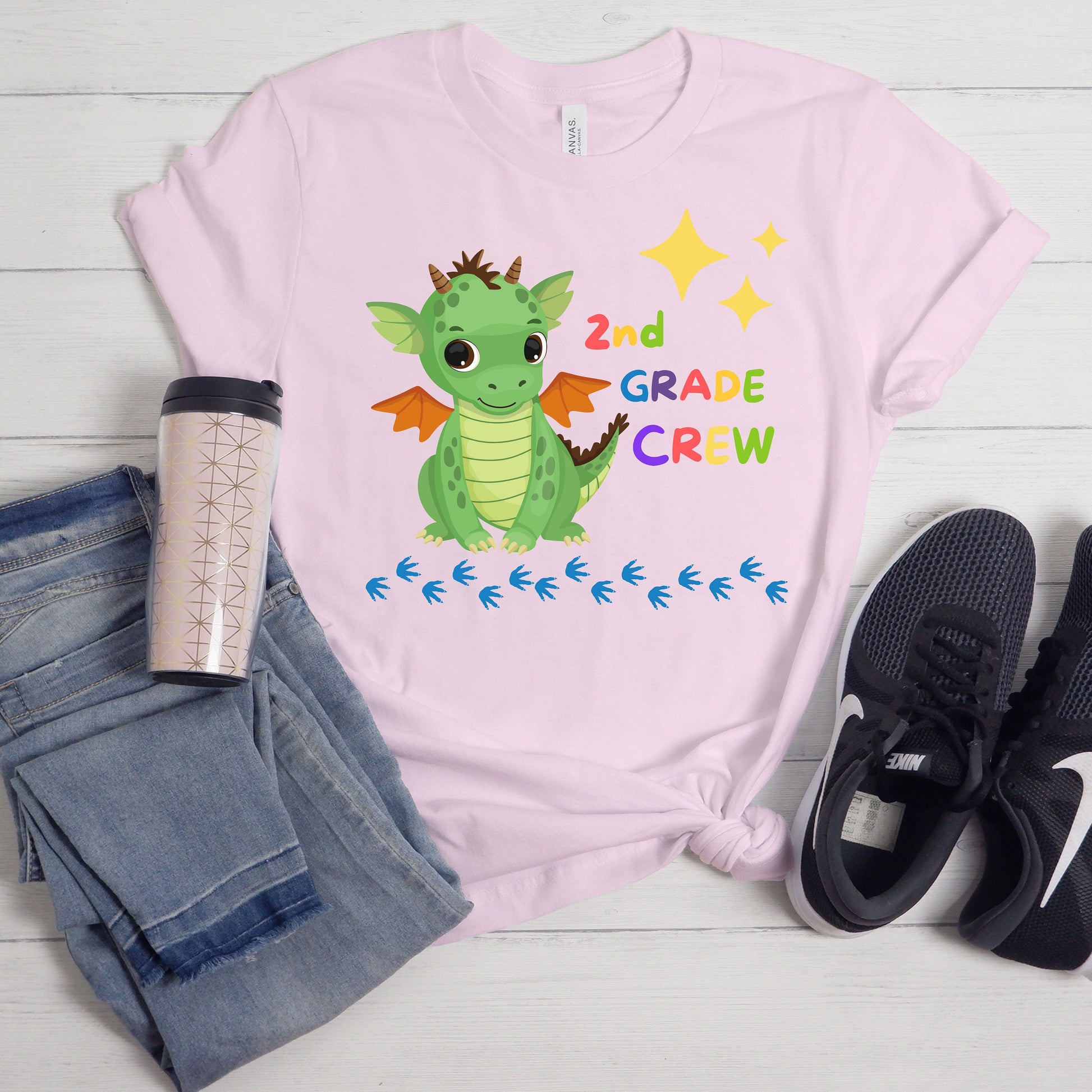 First day of School Shirt, Dragon Crew T-Shirt, 2nd Grade Tshirt, Back to School Tee, Second Grade Teacher Outfit, Gift for Elementar