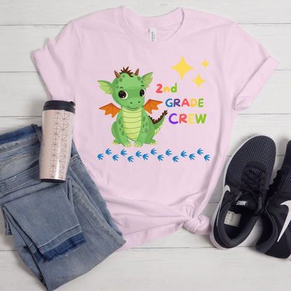 First day of School Shirt, Dragon Crew T-Shirt, 2nd Grade Tshirt, Back to School Tee, Second Grade Teacher Outfit, Gift for Elementar