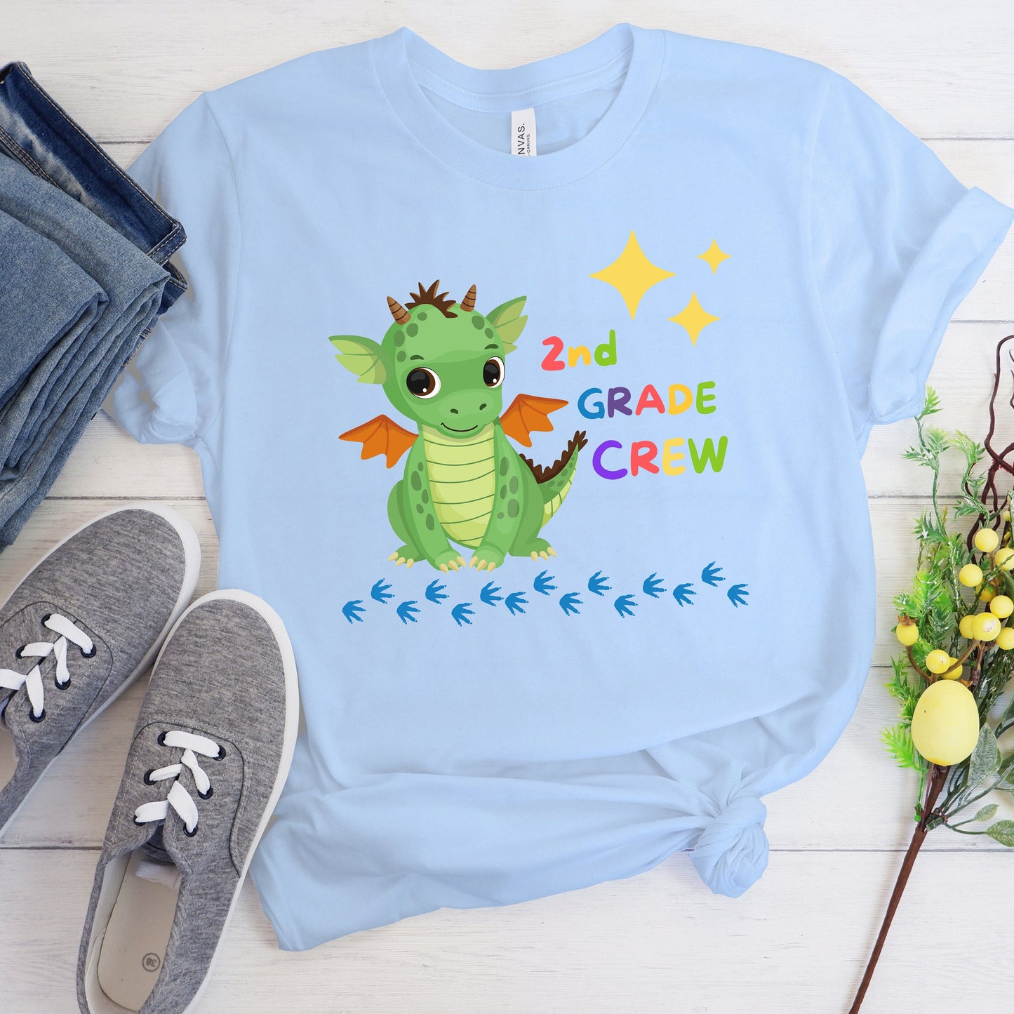 First day of School Shirt, Dragon Crew T-Shirt, 2nd Grade Tshirt, Back to School Tee, Second Grade Teacher Outfit, Gift for Elementar
