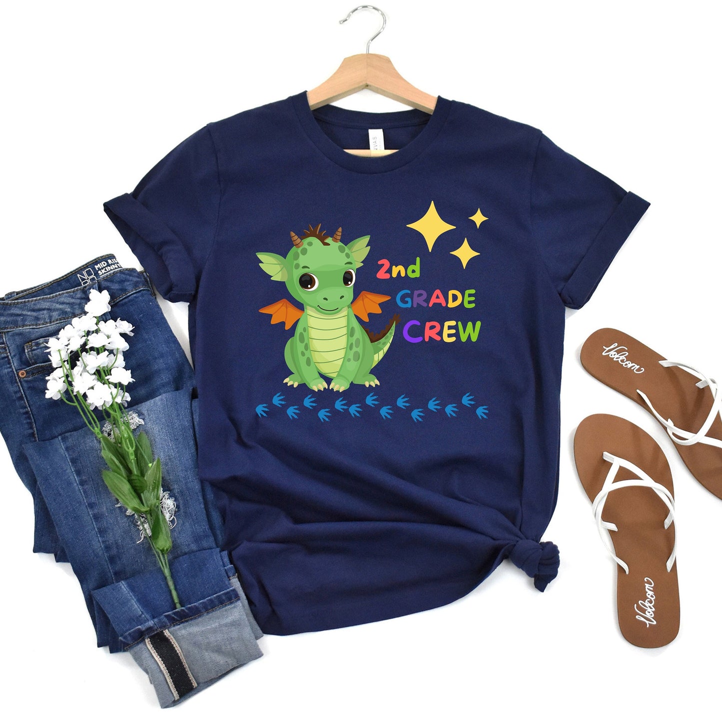 First day of School Shirt, Dragon Crew T-Shirt, 2nd Grade Tshirt, Back to School Tee, Second Grade Teacher Outfit, Gift for Elementar