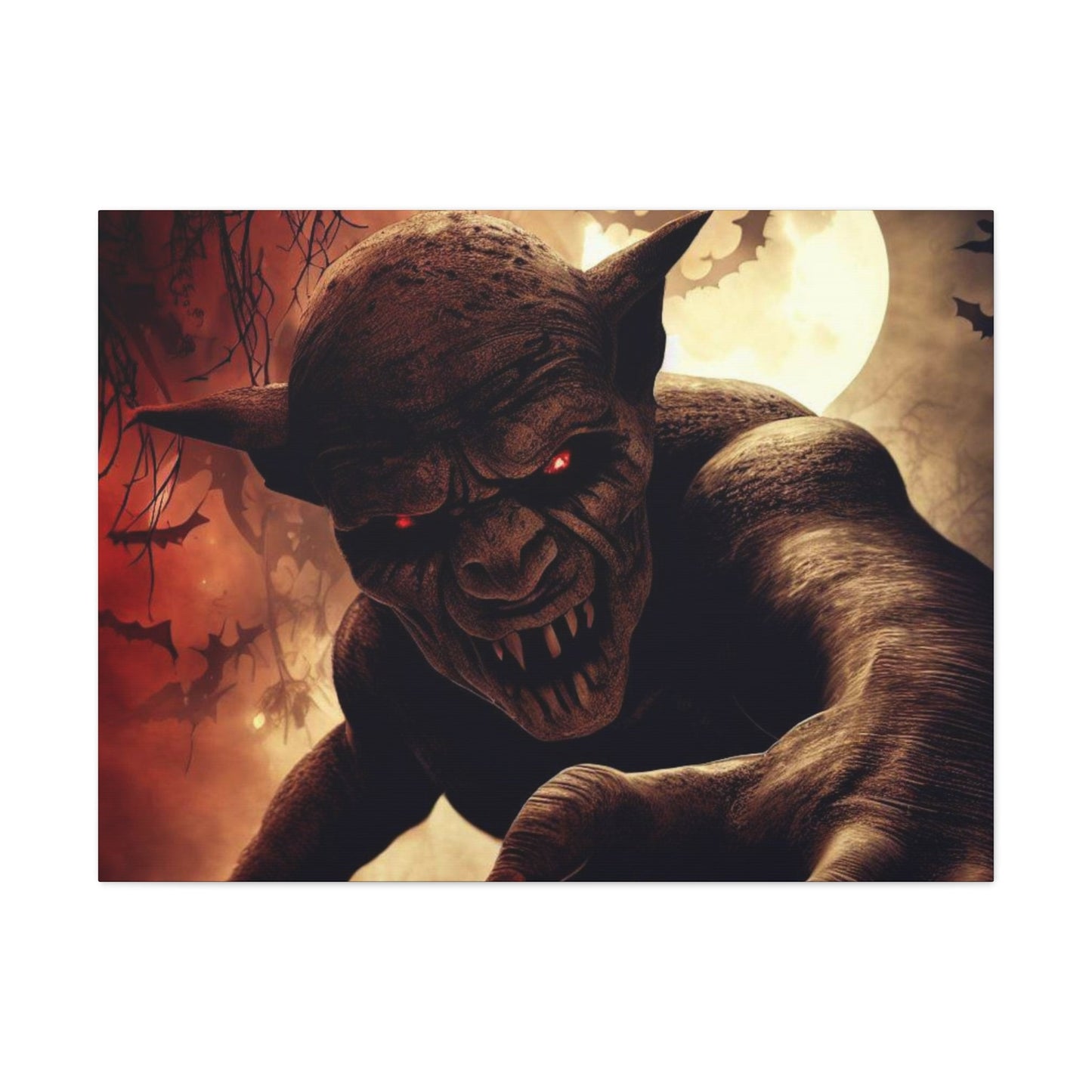 Scary Halloween Wall Art, Spooky Canvas Painting, Halloween Party Decoration, Scary Wall Art, Demon Wall Art, Gift for Halloween Party
