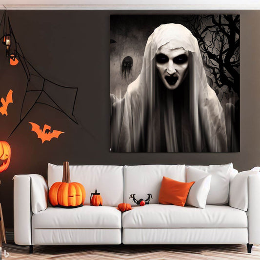 Scary Halloween Wall Art, Spooky Canvas Painting, Halloween Party Decoration, Scary Wall Art, Vampire Wall Art, Gift for Halloween Party