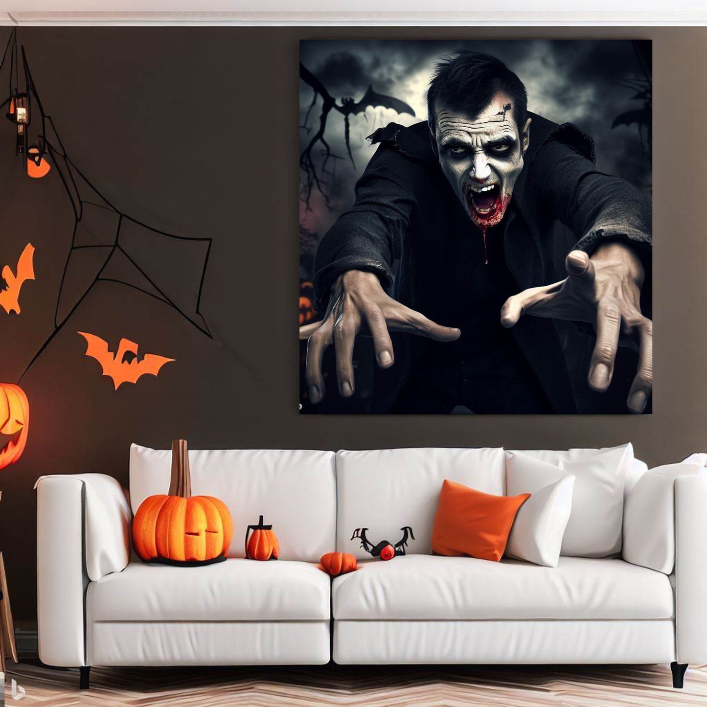 Scary Halloween Wall Art, Spooky Canvas Painting, Halloween Party Decoration, Scary Wall Art, Monster Wall Art, Gift for Halloween Party