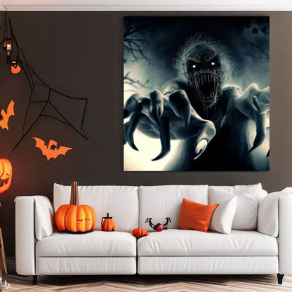 Scary Halloween Wall Art, Spooky Canvas Painting, Halloween Party Decoration, Scary Wall Art, Monster Wall Art, Gift for Halloween Party