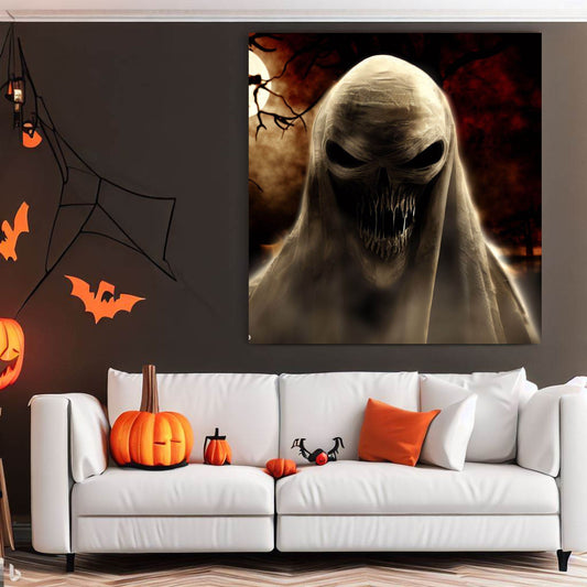 Scary Halloween Wall Art, Spooky Canvas Painting, Halloween Party Decoration, Scary Wall Art, Ghost Wall Art, Gift for Halloween Party