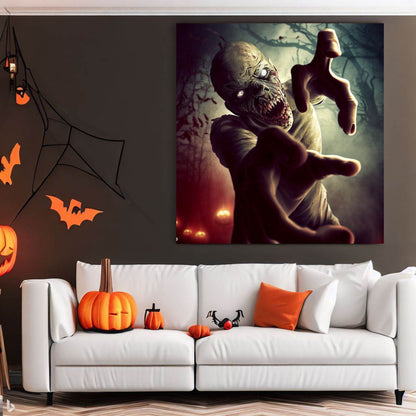 Scary Halloween Wall Art, Spooky Canvas Painting, Halloween Party Decoration, Scary Wall Art, Monster Wall Art, Gift for Halloween Party