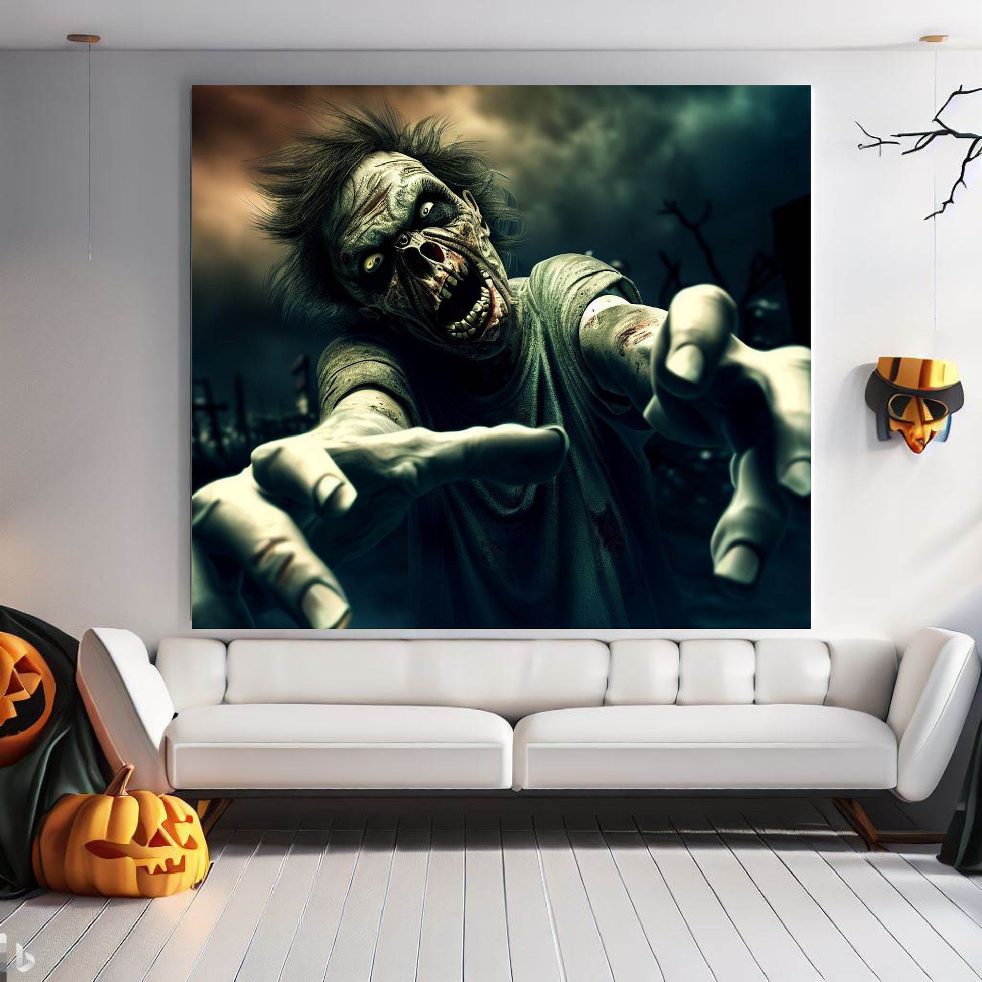 Scary Halloween Wall Art, Spooky Canvas Painting, Halloween Party Decoration, Scary Wall Art, Monster Wall Art, Gift for Halloween Party