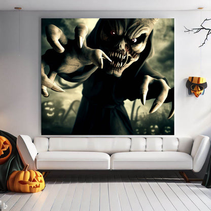 Scary Halloween Wall Art, Spooky Canvas Painting, Halloween Party Decoration, Scary Wall Art, Demon Wall Art, Gift for Halloween Party
