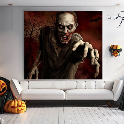 Scary Halloween Wall Art, Spooky Canvas Painting, Halloween Party Decoration, Scary Wall Art, Zombie Wall Art, Gift for Halloween Party