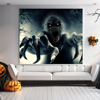 Scary Halloween Wall Art, Spooky Canvas Painting, Halloween Party Decoration, Scary Wall Art, Monster Wall Art, Gift for Halloween Party