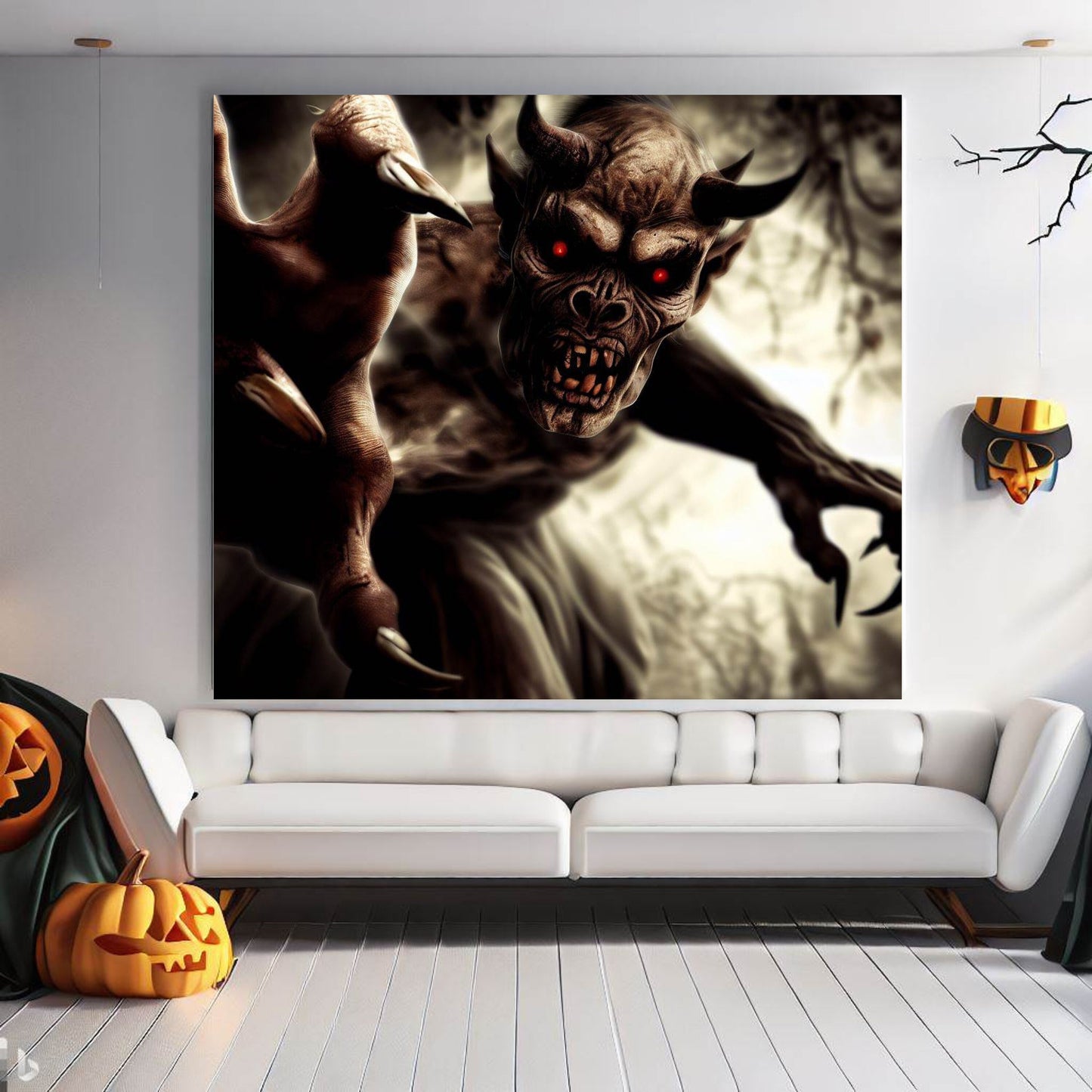 Scary Halloween Wall Art, Spooky Canvas Painting, Halloween Party Decoration, Scary Wall Art, Monster Wall Art, Gift for Halloween Party