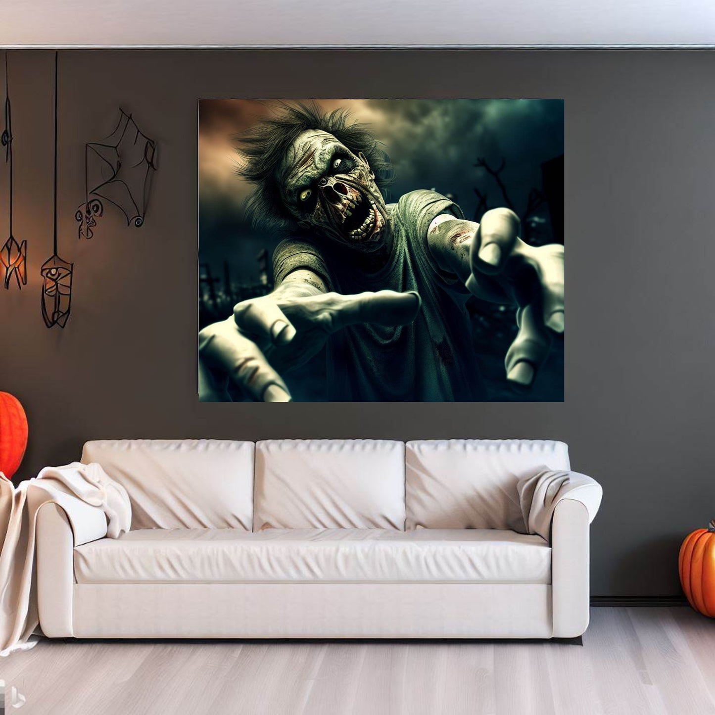 Scary Halloween Wall Art, Spooky Canvas Painting, Halloween Party Decoration, Scary Wall Art, Monster Wall Art, Gift for Halloween Party