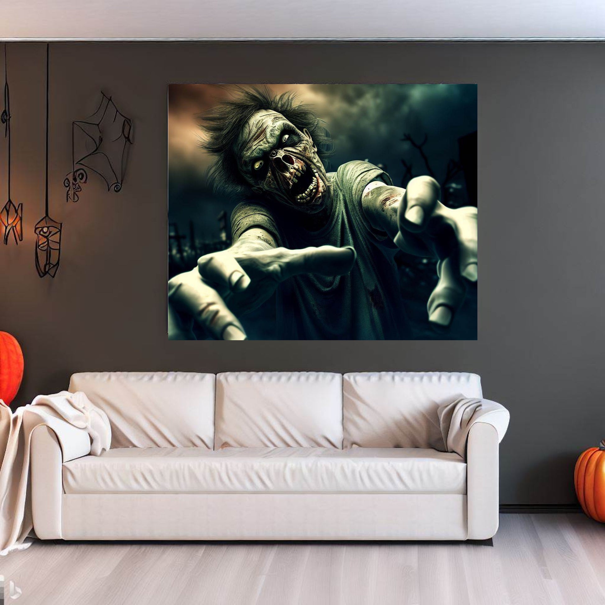 Scary Halloween Wall Art, Spooky Canvas Painting, Halloween Party Decoration, Scary Wall Art, Monster Wall Art, Gift for Halloween Party