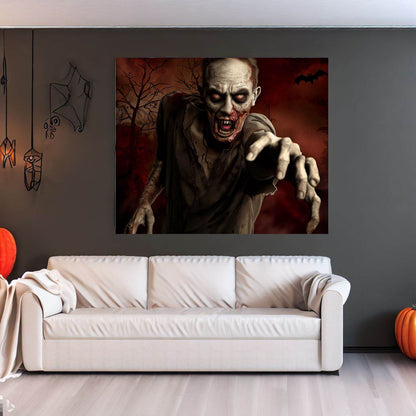 Scary Halloween Wall Art, Spooky Canvas Painting, Halloween Party Decoration, Scary Wall Art, Zombie Wall Art, Gift for Halloween Party