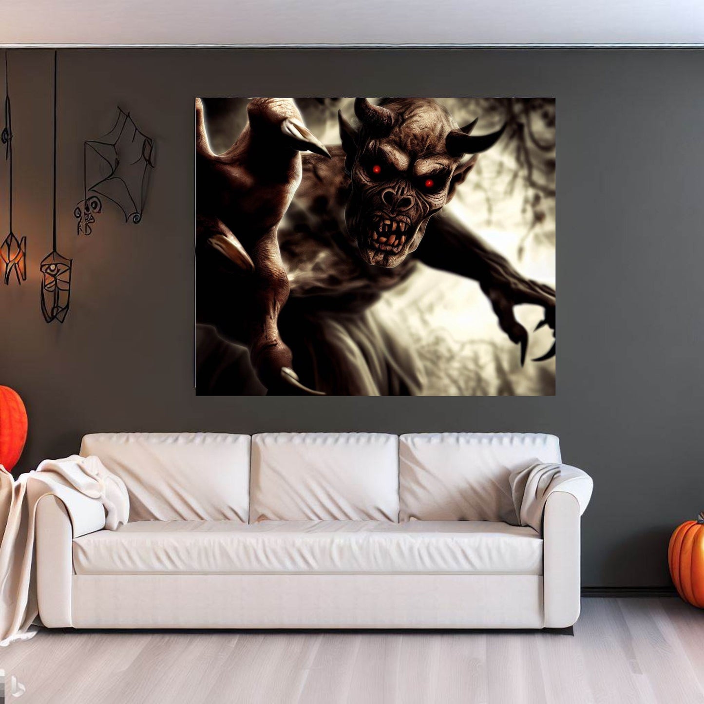 Scary Halloween Wall Art, Spooky Canvas Painting, Halloween Party Decoration, Scary Wall Art, Monster Wall Art, Gift for Halloween Party
