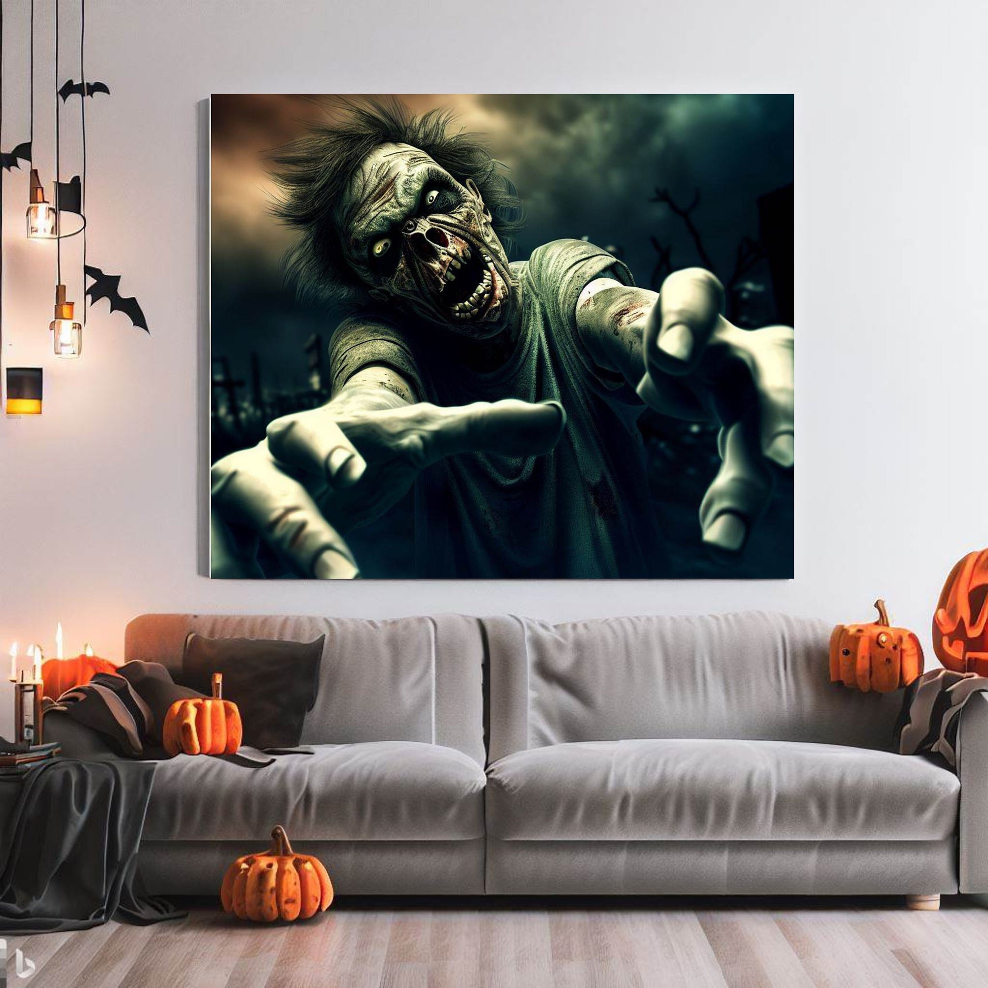 Scary Halloween Wall Art, Spooky Canvas Painting, Halloween Party Decoration, Scary Wall Art, Monster Wall Art, Gift for Halloween Party