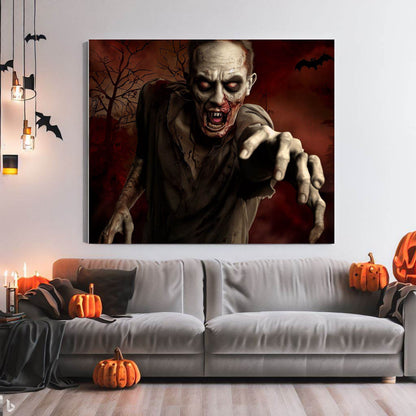 Scary Halloween Wall Art, Spooky Canvas Painting, Halloween Party Decoration, Scary Wall Art, Zombie Wall Art, Gift for Halloween Party