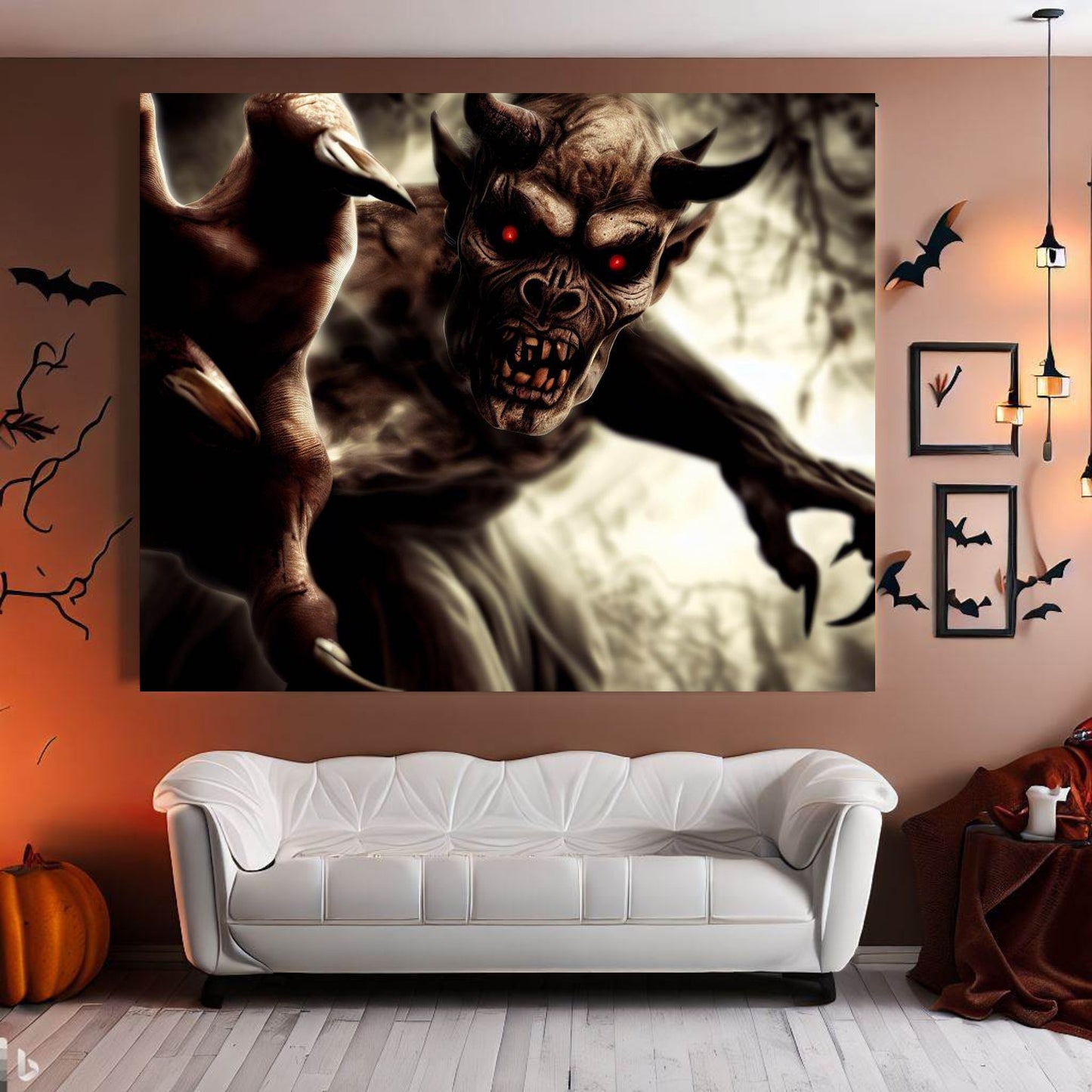 Scary Halloween Wall Art, Spooky Canvas Painting, Halloween Party Decoration, Scary Wall Art, Monster Wall Art, Gift for Halloween Party