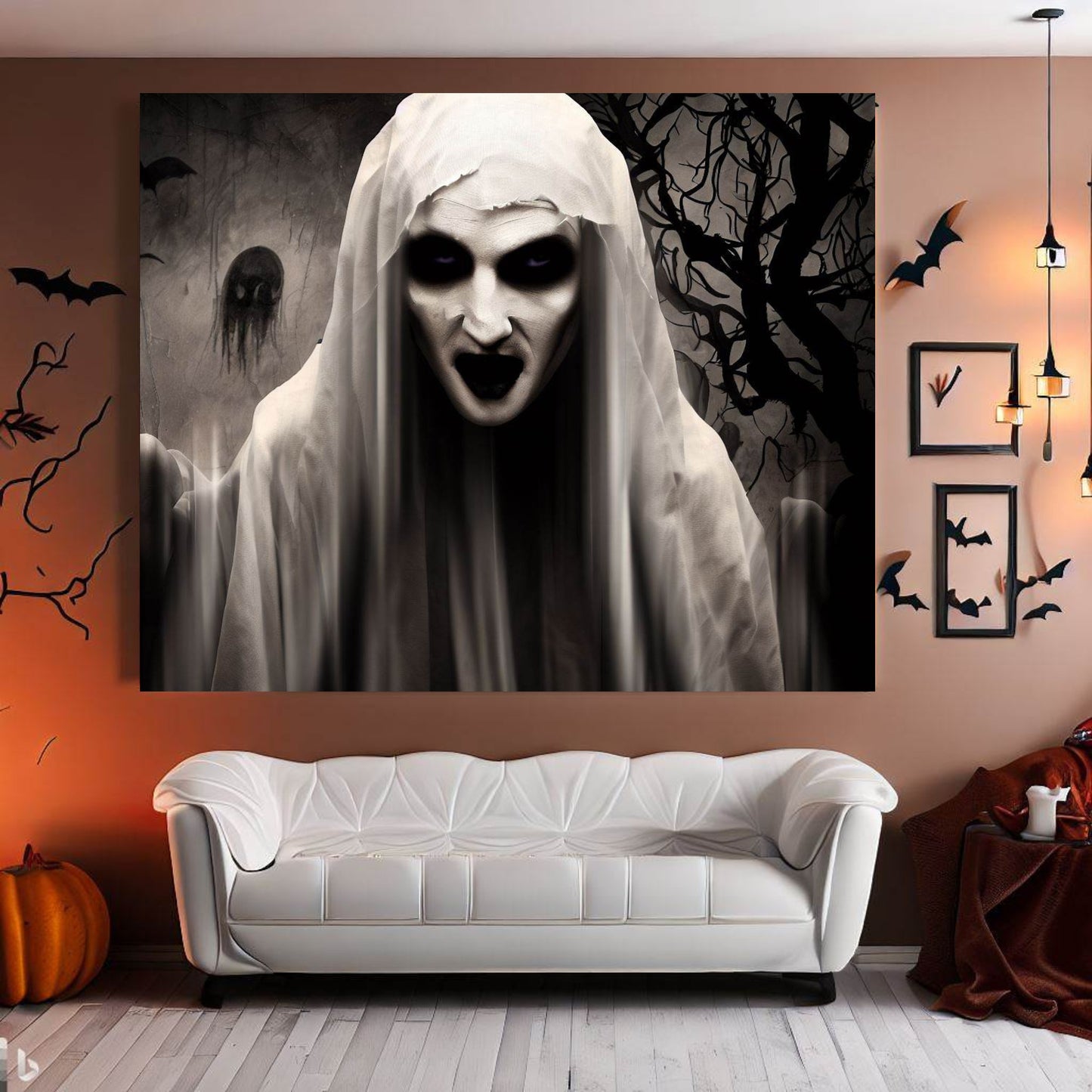Scary Halloween Wall Art, Spooky Canvas Painting, Halloween Party Decoration, Scary Wall Art, Vampire Wall Art, Gift for Halloween Party