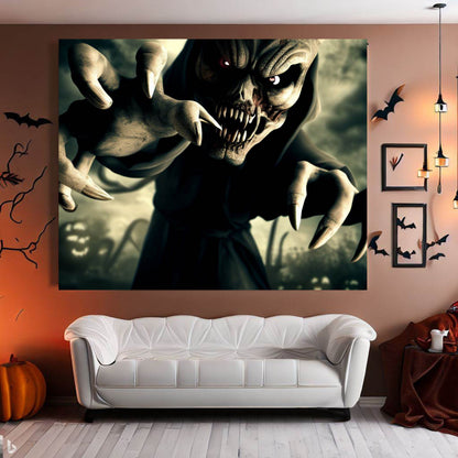 Scary Halloween Wall Art, Spooky Canvas Painting, Halloween Party Decoration, Scary Wall Art, Demon Wall Art, Gift for Halloween Party