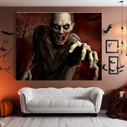 Scary Halloween Wall Art, Spooky Canvas Painting, Halloween Party Decoration, Scary Wall Art, Zombie Wall Art, Gift for Halloween Party