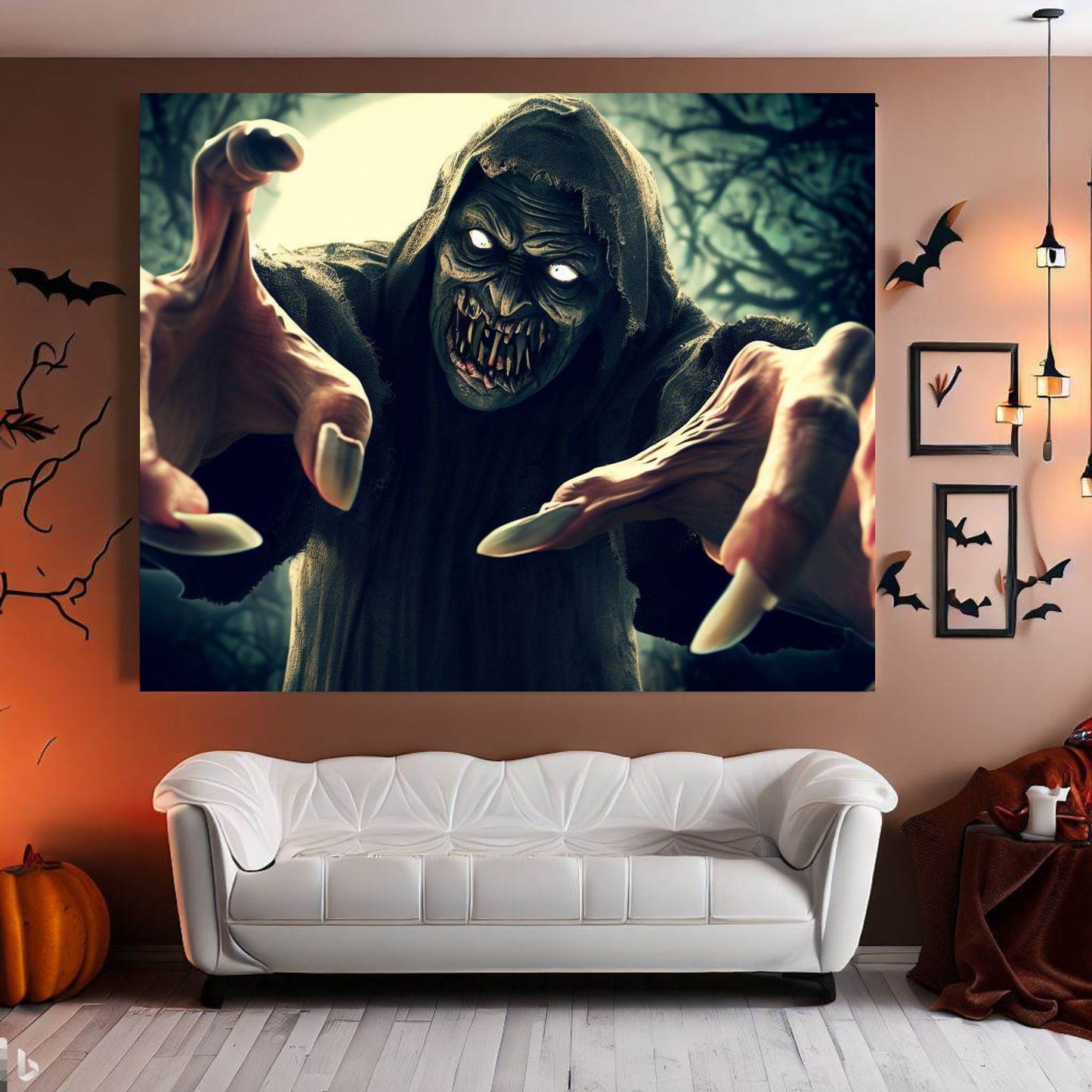 Scary Halloween Wall Art, Spooky Canvas Painting, Halloween Party Decoration, Scary Wall Art, Monster Wall Art, Gift for Halloween Party