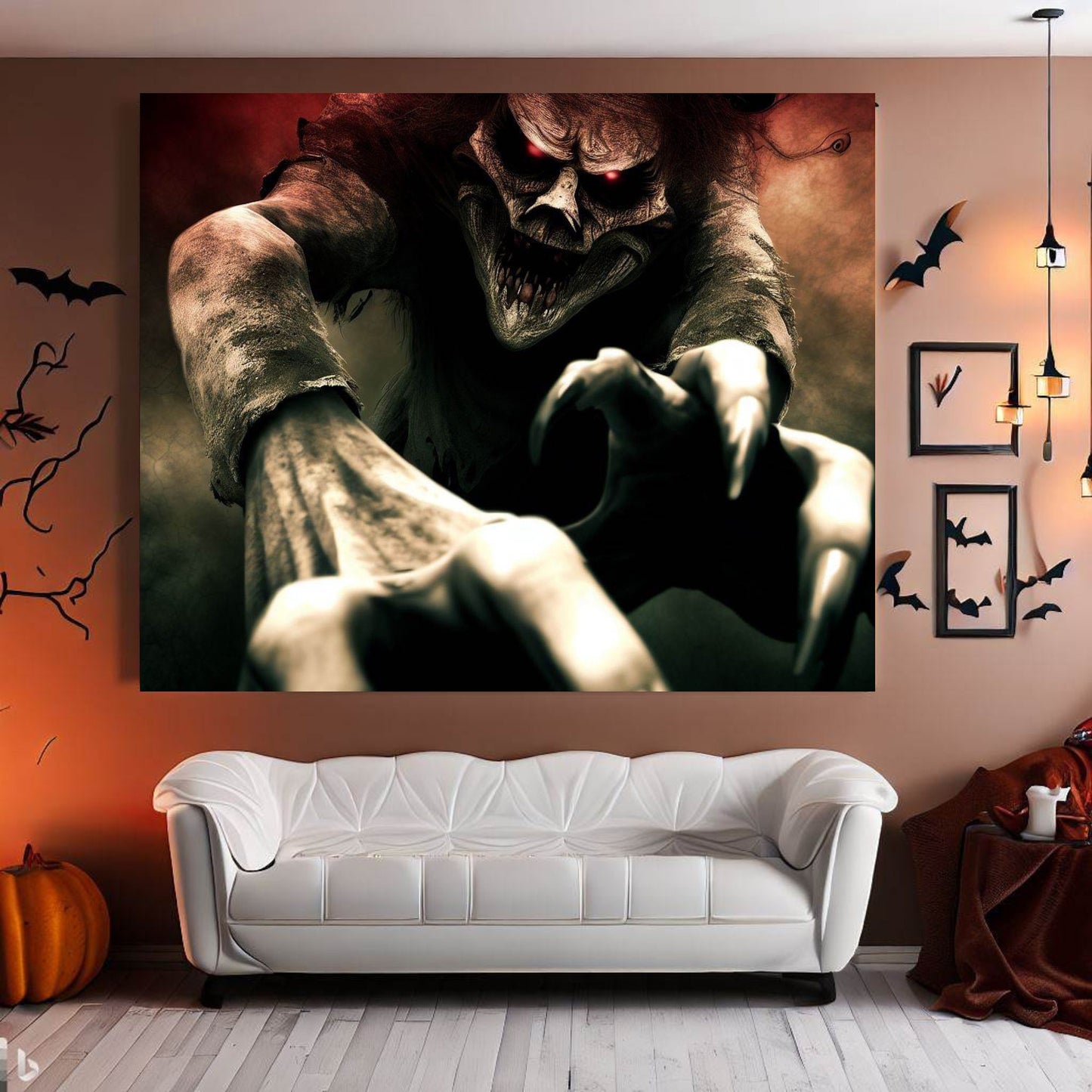 Scary Halloween Wall Art, Spooky Canvas Painting, Halloween Party Decoration, Scary Wall Art, Monster Wall Art, Gift for Halloween Party