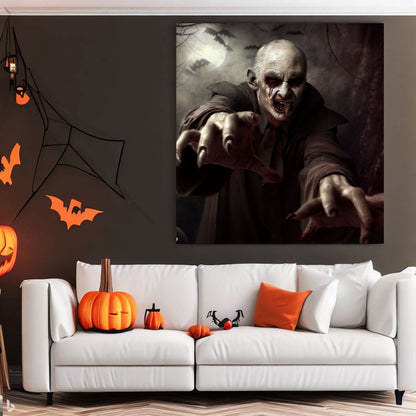 Scary Halloween Wall Art, Spooky Canvas Painting, Halloween Party Decoration, Scary Wall Art, Vampire Wall Art, Gift for Halloween Party
