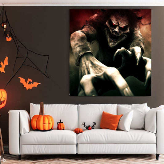 Scary Halloween Wall Art, Spooky Canvas Painting, Halloween Party Decoration, Scary Wall Art, Monster Wall Art, Gift for Halloween Party