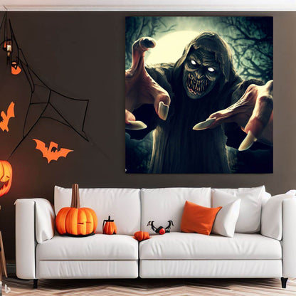 Scary Halloween Wall Art, Spooky Canvas Painting, Halloween Party Decoration, Scary Wall Art, Monster Wall Art, Gift for Halloween Party