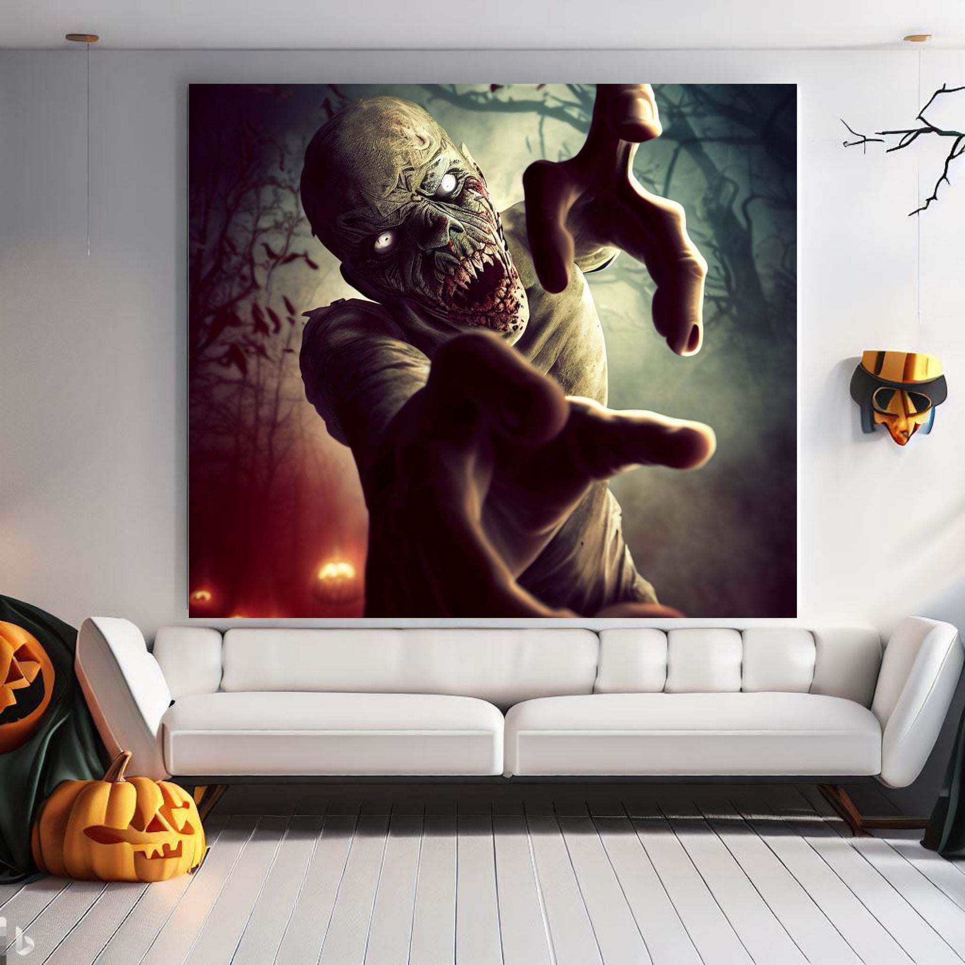Scary Halloween Wall Art, Spooky Canvas Painting, Halloween Party Decoration, Scary Wall Art, Monster Wall Art, Gift for Halloween Party