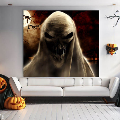 Scary Halloween Wall Art, Spooky Canvas Painting, Halloween Party Decoration, Scary Wall Art, Ghost Wall Art, Gift for Halloween Party