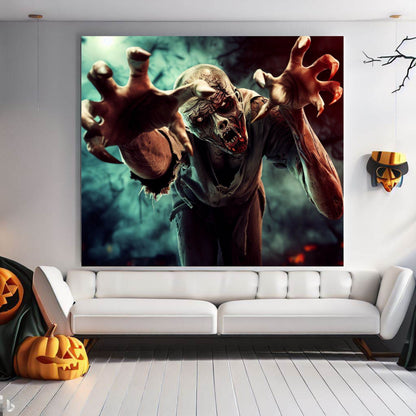 Scary Halloween Wall Art, Spooky Canvas Painting, Halloween Party Decoration, Scary Wall Art, Monster Wall Art, Gift for Halloween Party