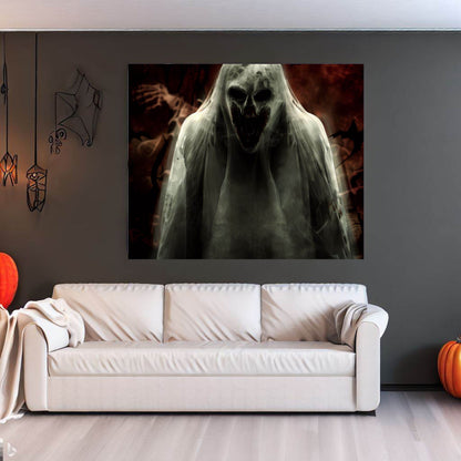 Scary Halloween Wall Art, Spooky Canvas Painting, Halloween Party Decoration, Scary Wall Art, Ghost Wall Art, Gift for Halloween Party