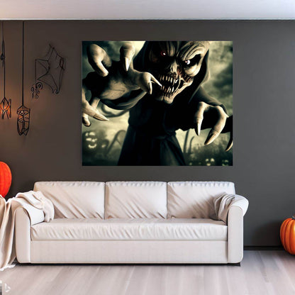 Scary Halloween Wall Art, Spooky Canvas Painting, Halloween Party Decoration, Scary Wall Art, Demon Wall Art, Gift for Halloween Party
