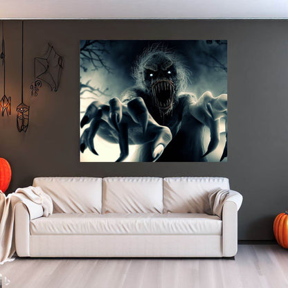 Scary Halloween Wall Art, Spooky Canvas Painting, Halloween Party Decoration, Scary Wall Art, Monster Wall Art, Gift for Halloween Party