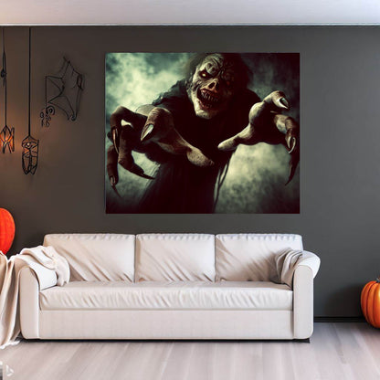Scary Halloween Wall Art, Spooky Canvas Painting, Halloween Party Decoration, Scary Wall Art, Monster Wall Art, Gift for Halloween Party