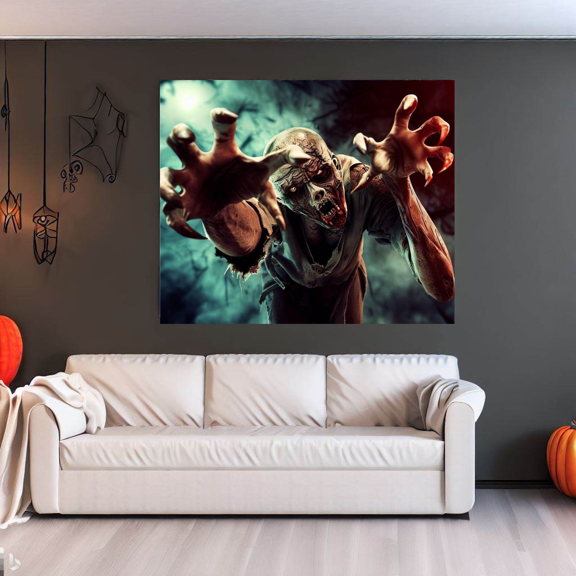 Scary Halloween Wall Art, Spooky Canvas Painting, Halloween Party Decoration, Scary Wall Art, Monster Wall Art, Gift for Halloween Party