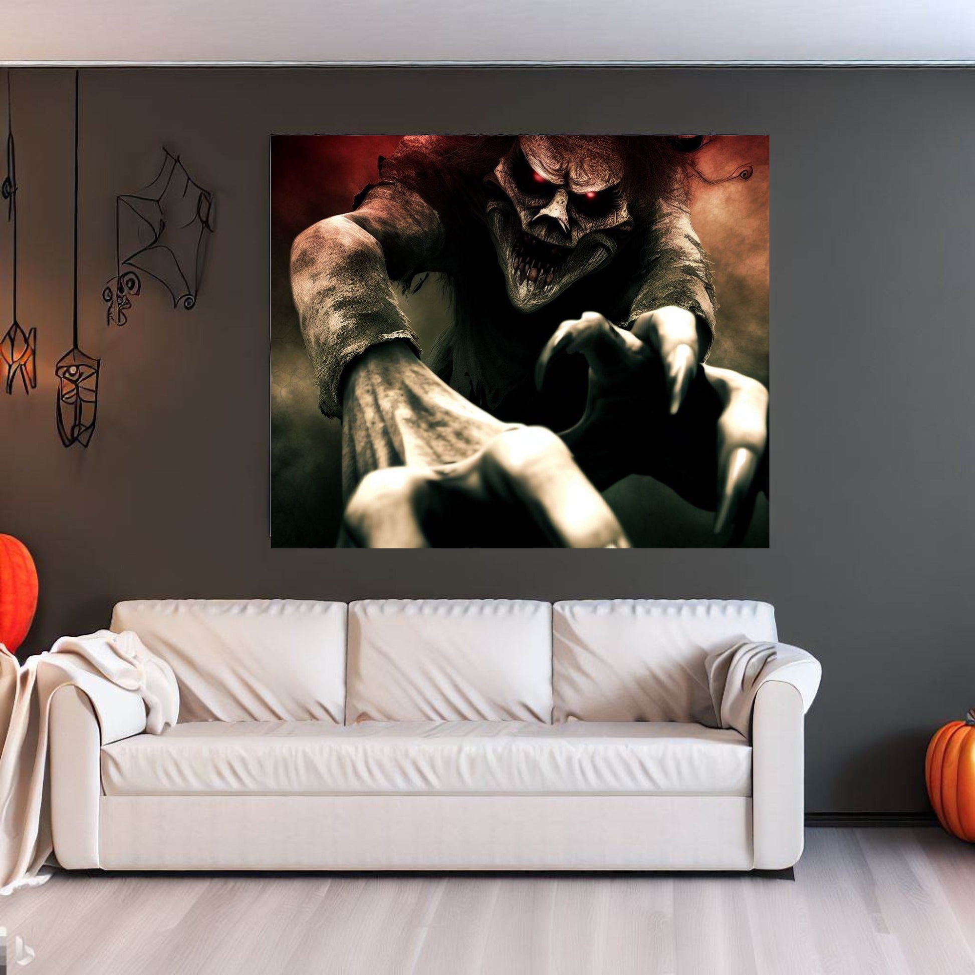 Scary Halloween Wall Art, Spooky Canvas Painting, Halloween Party Decoration, Scary Wall Art, Monster Wall Art, Gift for Halloween Party